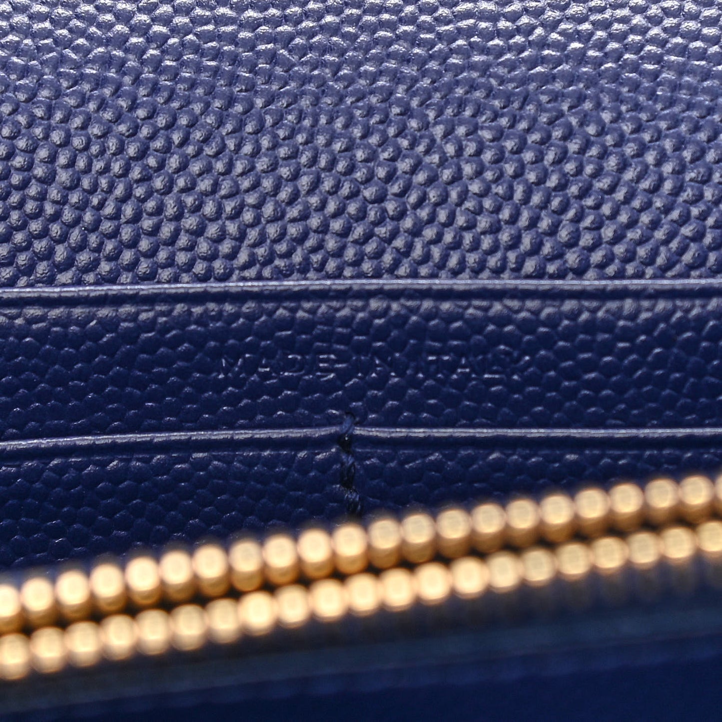 Grain De Poudre Matelasse Chevron Monogram Chain Wallet Navy