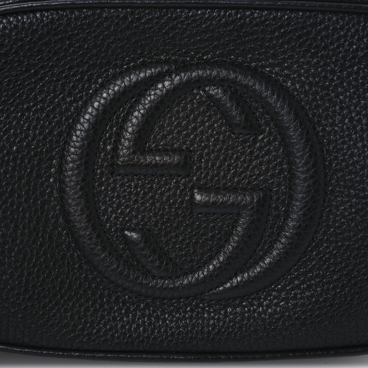 Pebbled Calfskin Small Soho Disco Bag Black