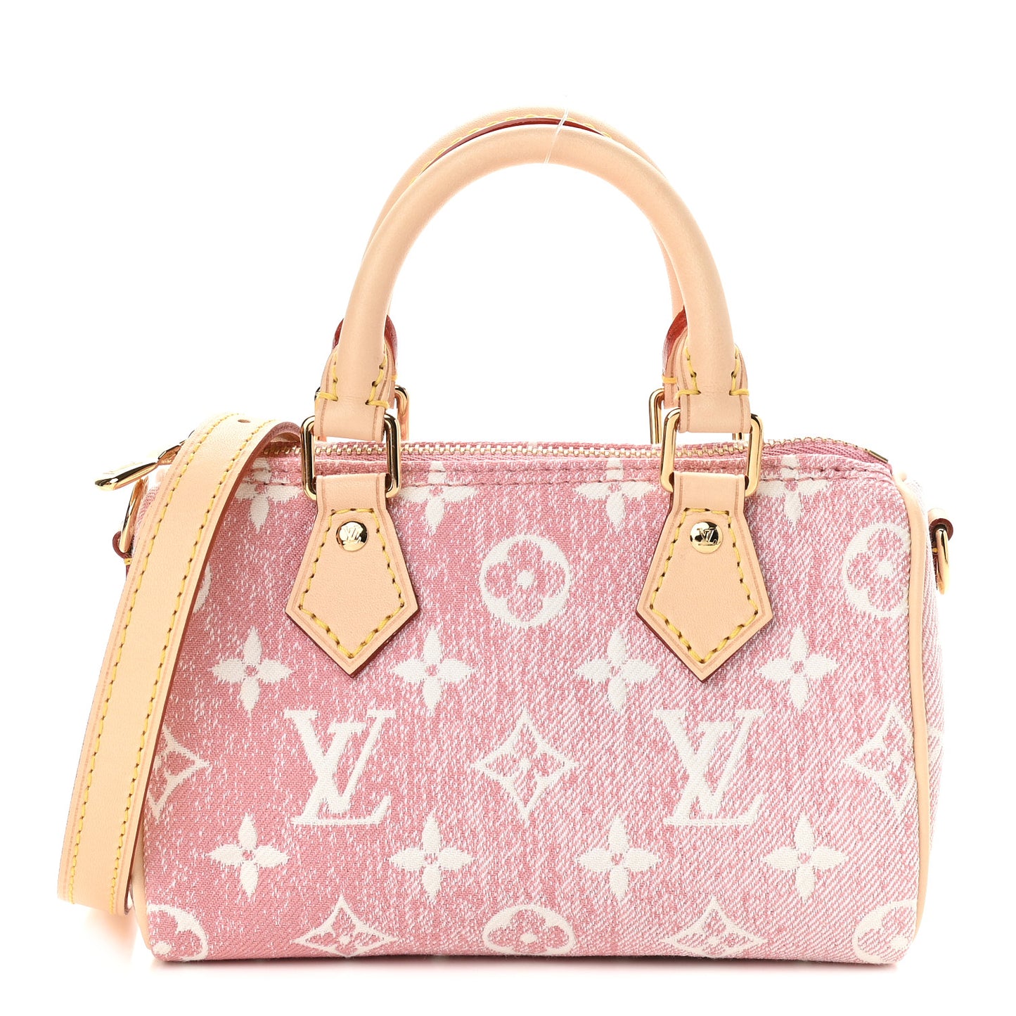 Monogram Jacquard Denim Nano Speedy Bandouliere Pink