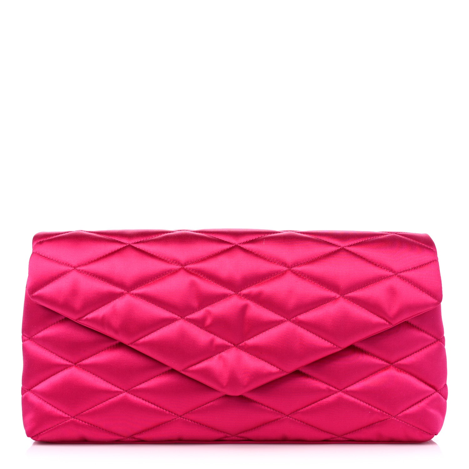 Saint Laurent Satin Quilted Sade Puffer Envelope Clutch Bubblegum 1 of 9