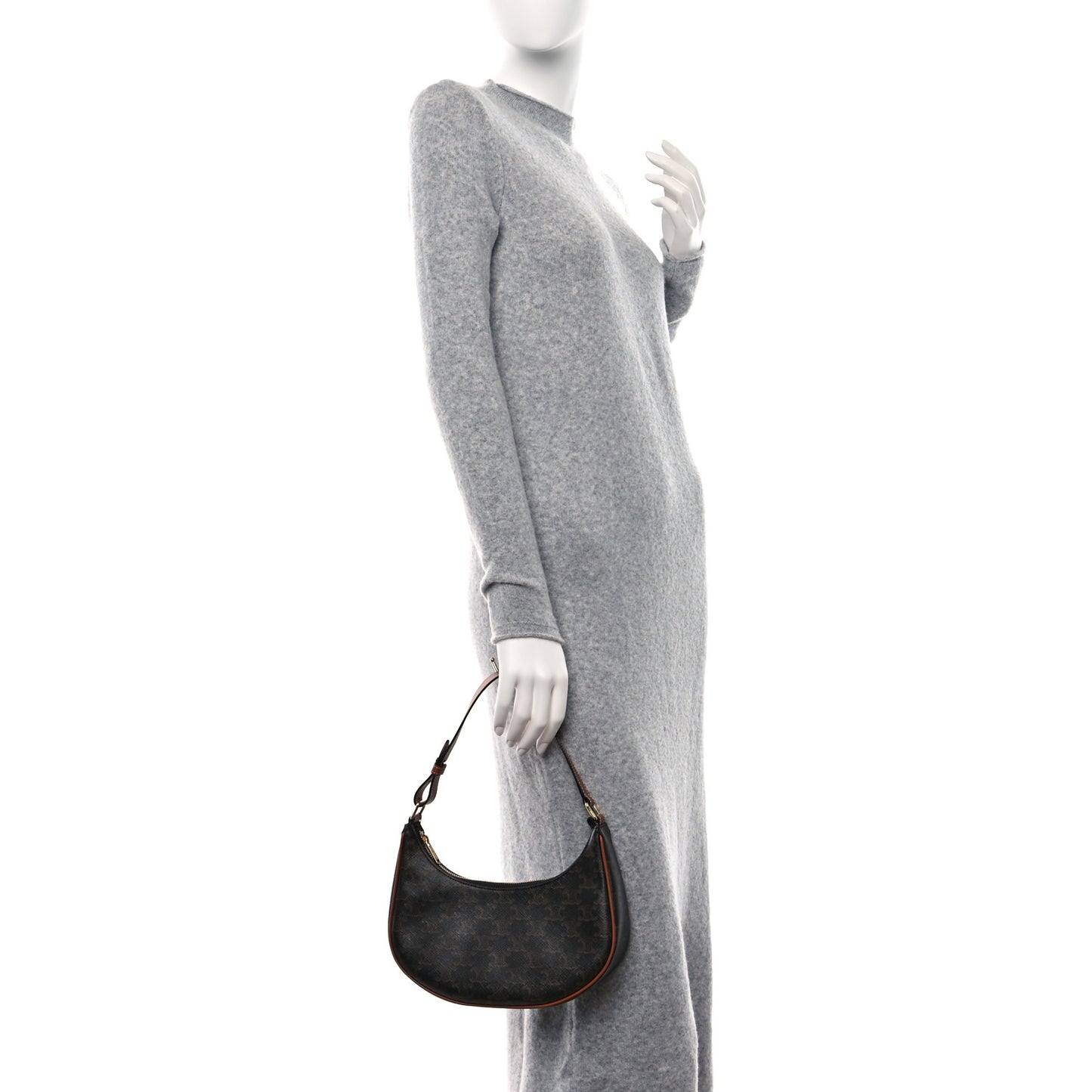 Triomphe Canvas Calfskin Ava Shoulder Bag Tan