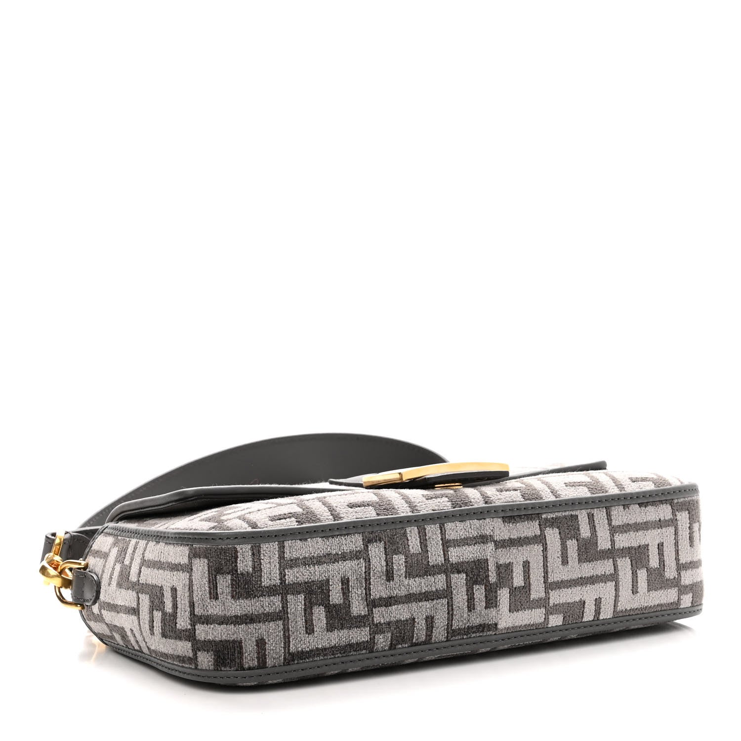 Fendi Chenille FF Embroidered Baguette Antracite Asfalto 4 of 9