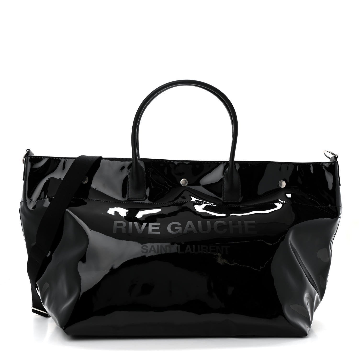 Saint Laurent Patent Calfskin Rive Gauche Maxi Tote Black 1 of 12