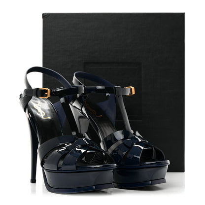 Saint Laurent Patent Tribute 105 Platform Sandals 39.5 Deep Marine 10 of 10