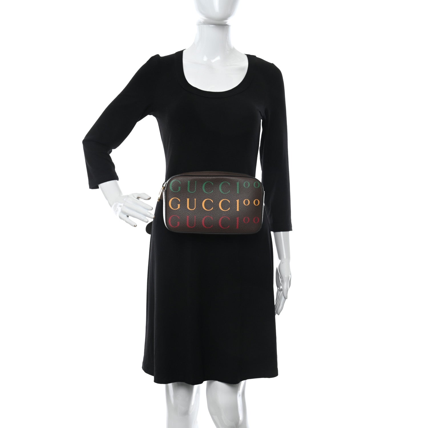 Gucci Textured Dollar Calfskin Gucci 100 Aria Belt Bag 90 36 New Acero Multicolor 2 of 11
