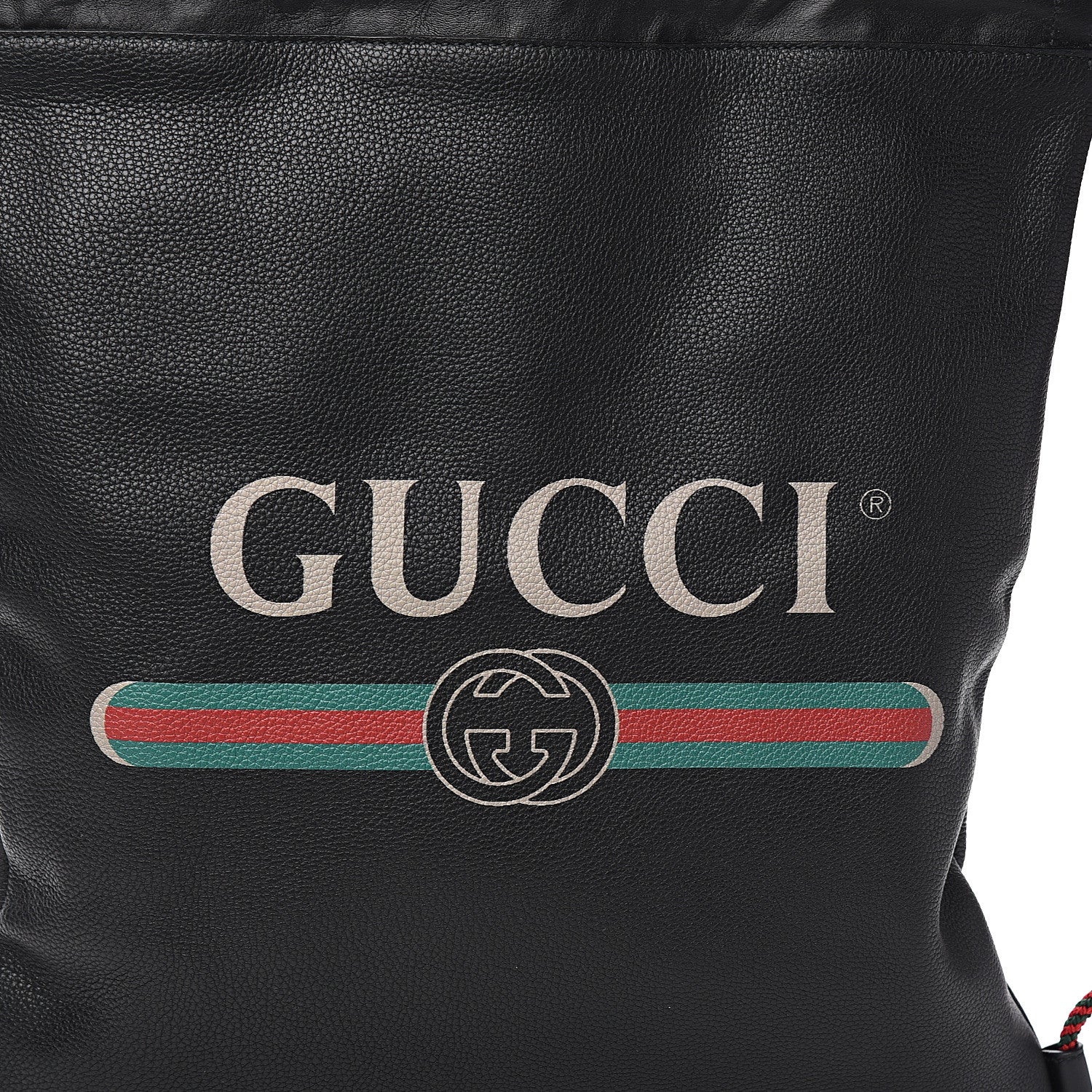 Gucci Calfskin Logo Drawstring Backpack Black 9 of 9