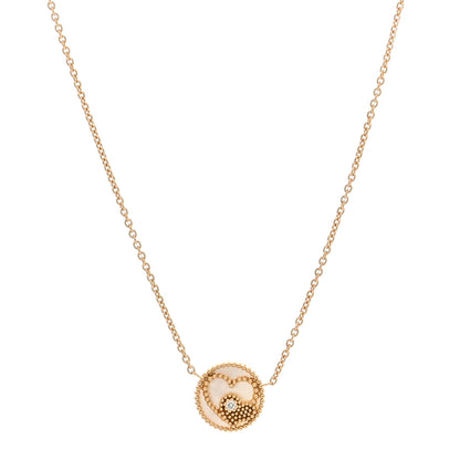 Christian Dior 18K Yellow Gold Diamond Mother of Pearl Rose Des Vents Heart Necklace 1 of 5