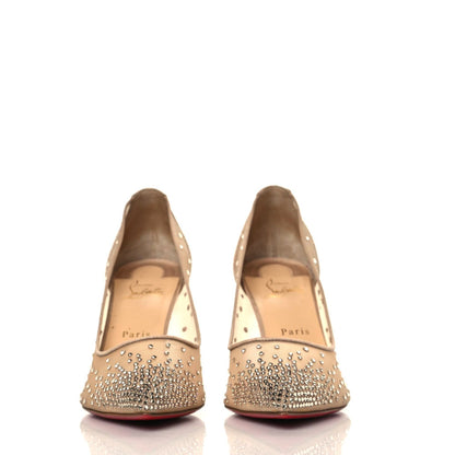 Christian Louboutin Suede Lame Crystal Strass Follies 85 Pumps 41 Light Silk 2 of 9