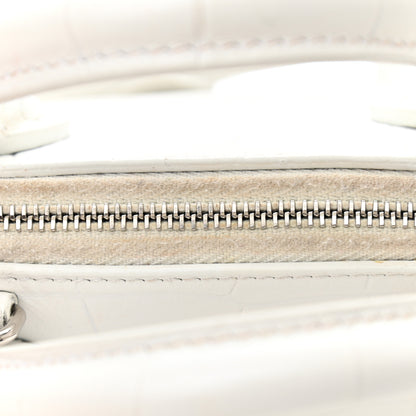 Balenciaga Calfskin Crocodile Embossed XXS Ville Top Handle Bag White Black 13 of 14