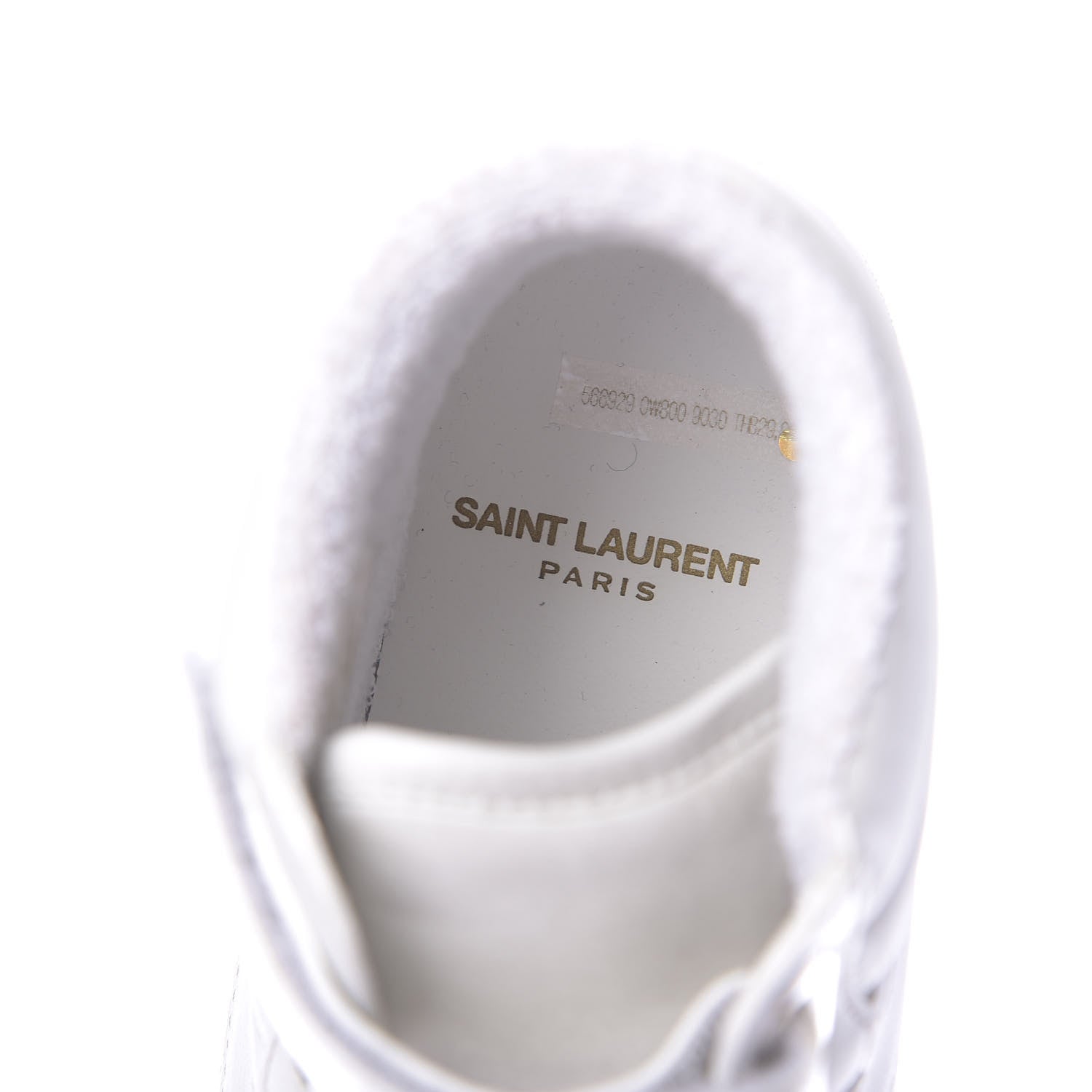 Saint Laurent Calfskin Distressed Lenny Logo-Print High Top Sneakers 36.5 Blanc Optique 8 of 9
