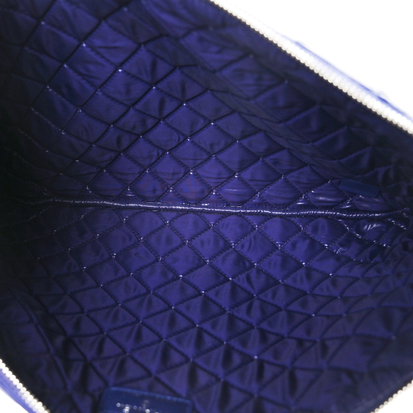 Lambskin Quilted Large Beauty CC Cosmetic Case Navy