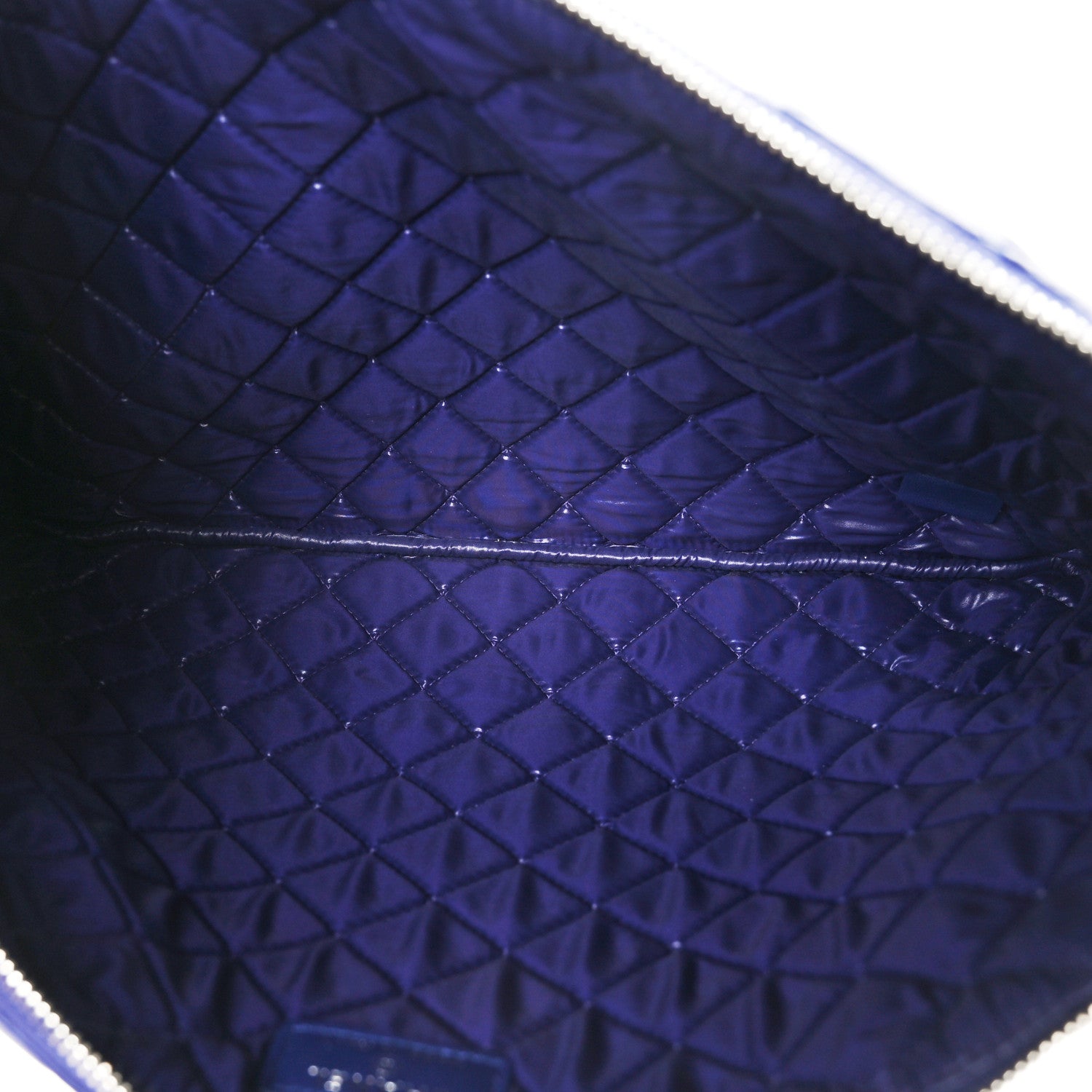 Chanel Lambskin Quilted Large Beauty CC Cosmetic Case Navy 5 of 10
