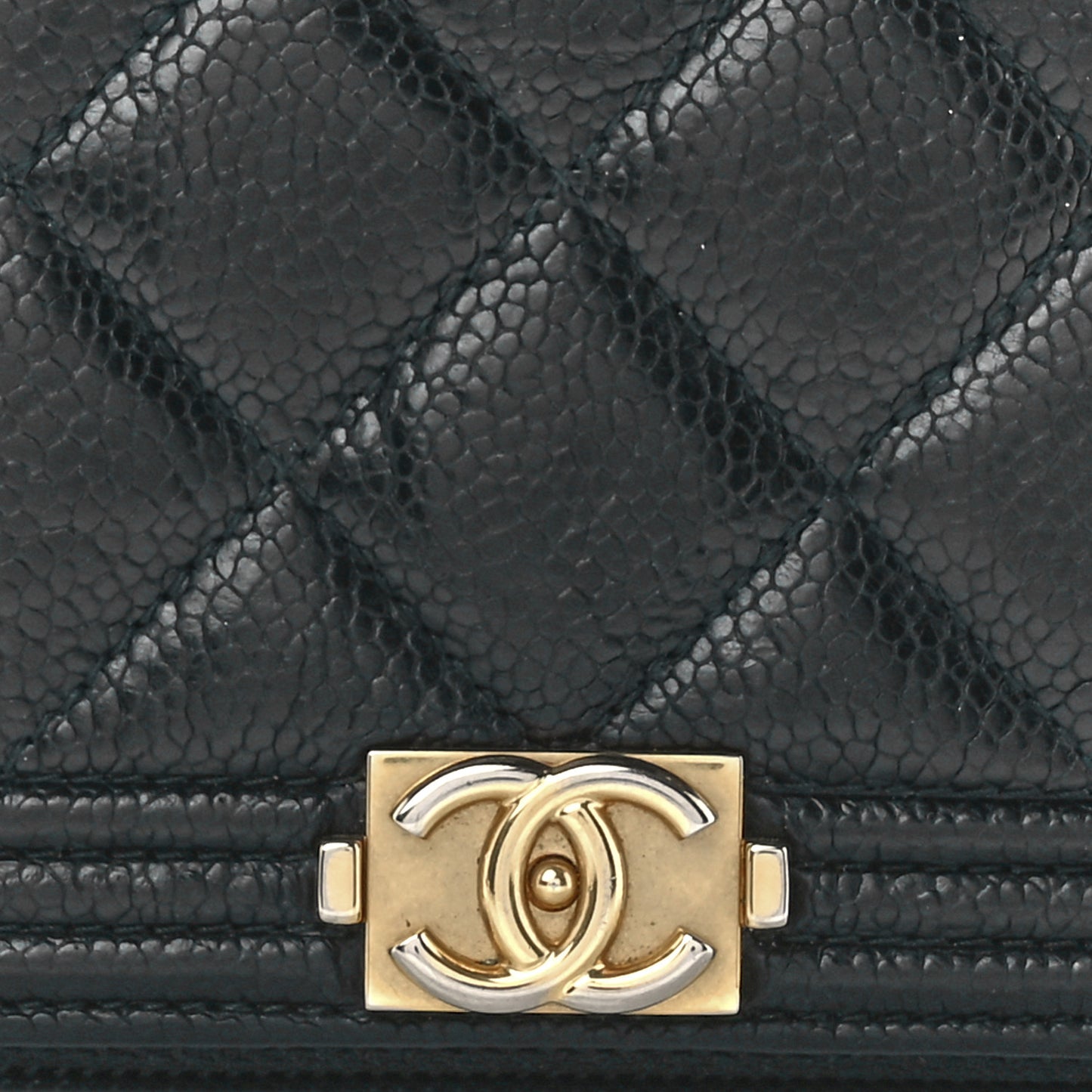 Caviar Quilted Boy Small Zip Around Wallet Black