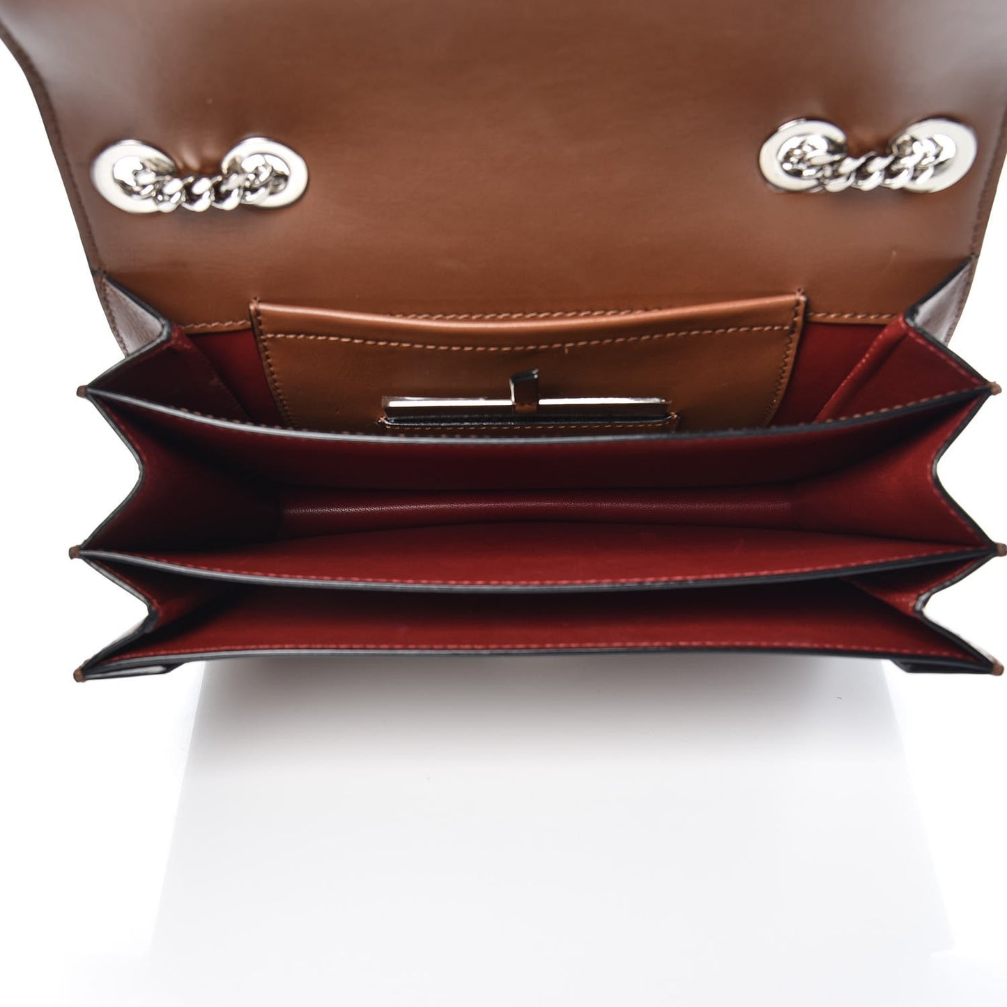 Calfskin Flap Shoulder Bag Brown