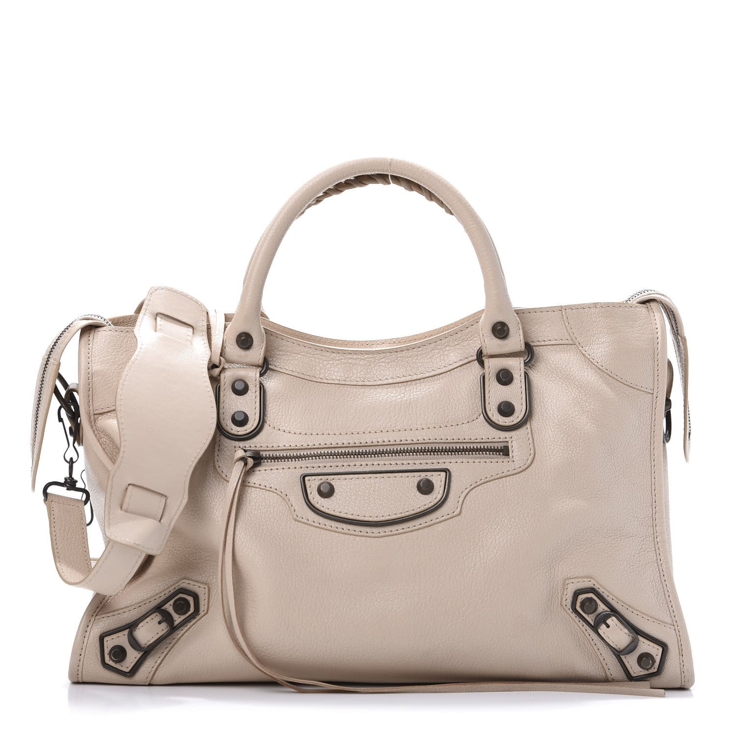 Chevre Classic Metallic Edge Hardware City Beige Tapioca