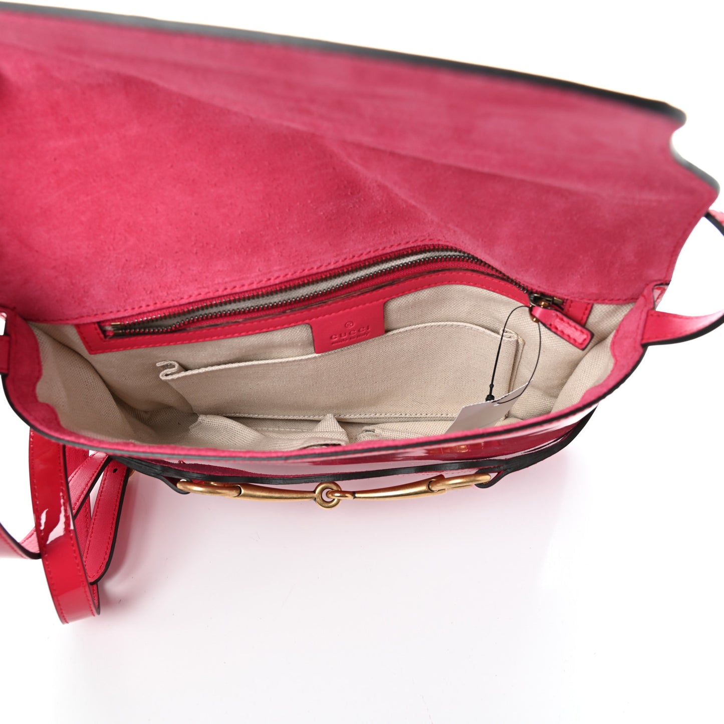 Patent Large Bright Bit Shoulder Bag Shocking Pink
