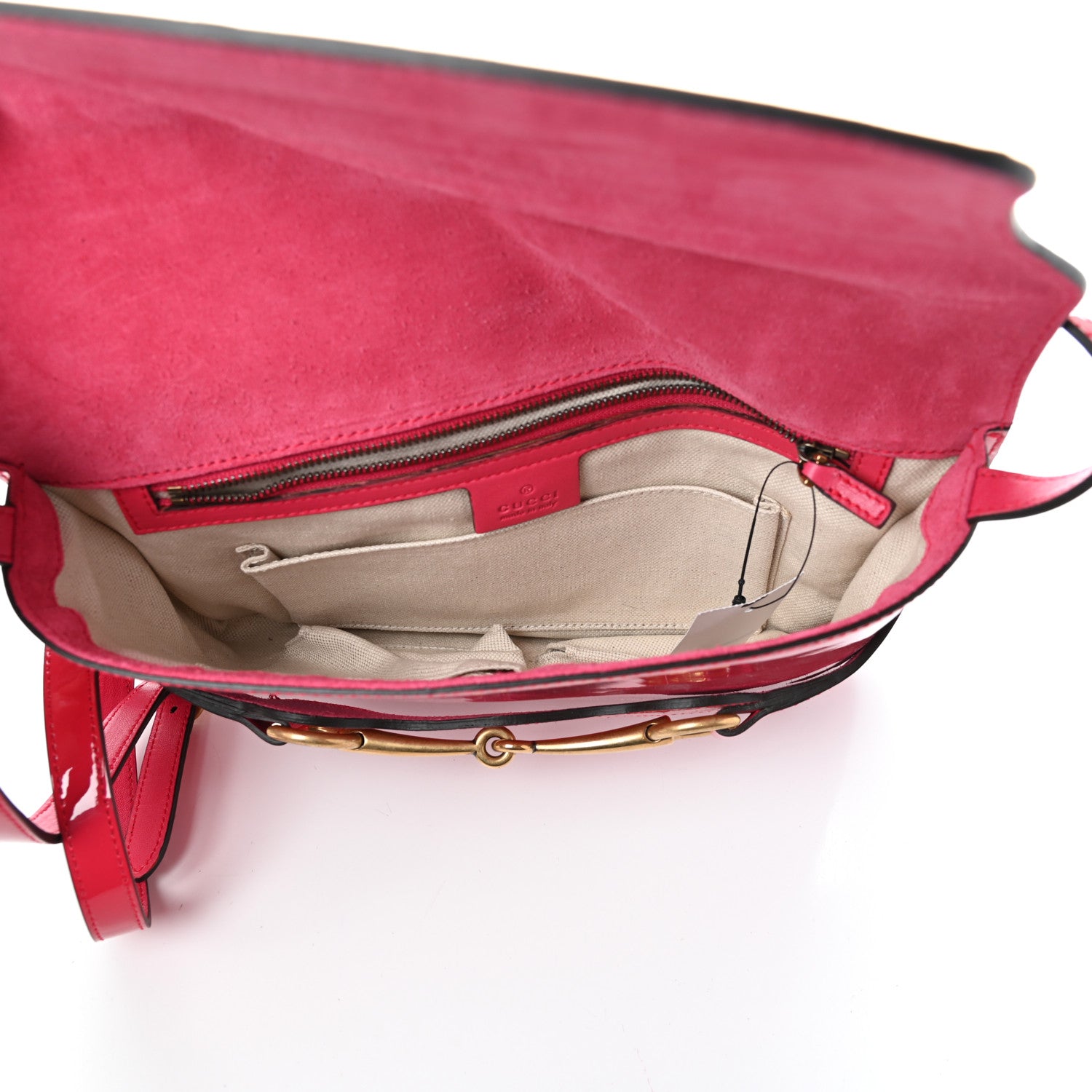 Gucci Patent Large Bright Bit Shoulder Bag Shocking Pink 6 of 10