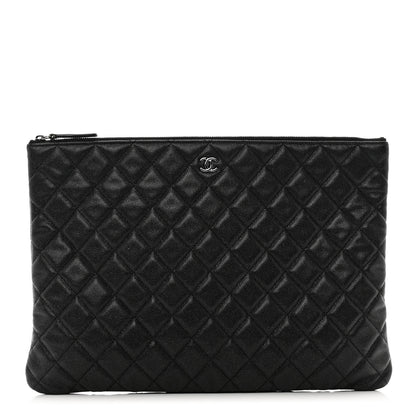 Chanel Iridescent Caviar Quilted Large Cosmetic Case Black 1 of 9
