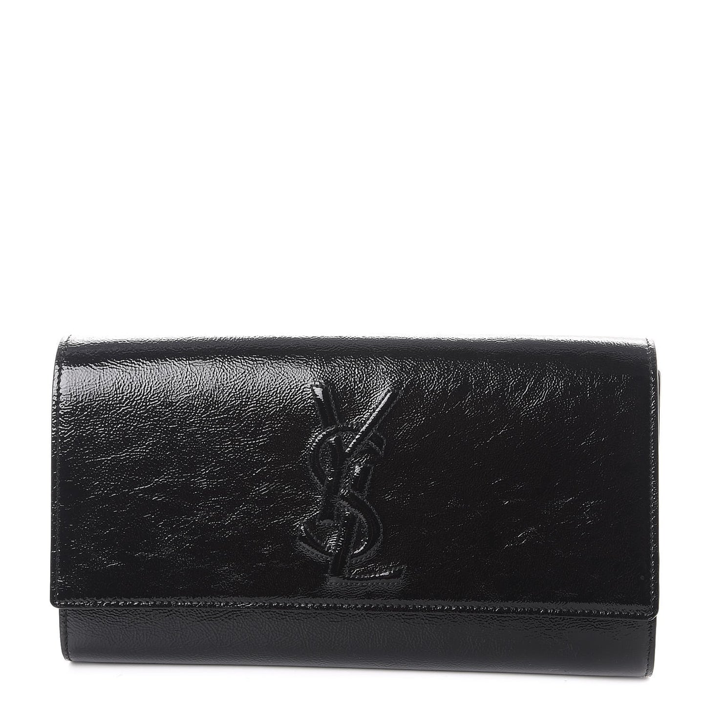 Textured Patent Monogram Large Belle De Jour Clutch Black