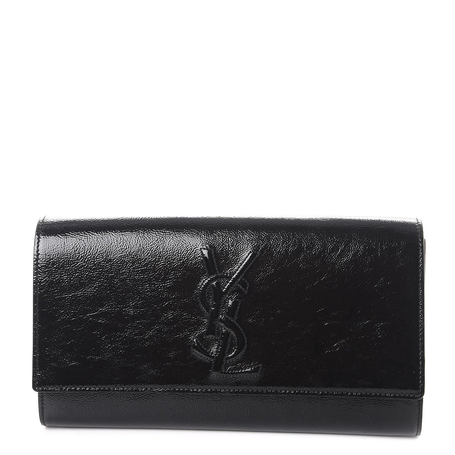 Saint Laurent Textured Patent Monogram Large Belle De Jour Clutch Black 1 of 7