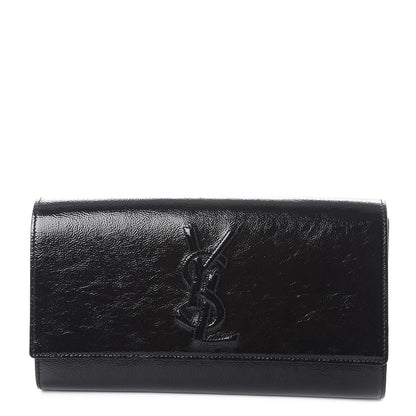 Saint Laurent Textured Patent Monogram Large Belle De Jour Clutch Black 1 of 7