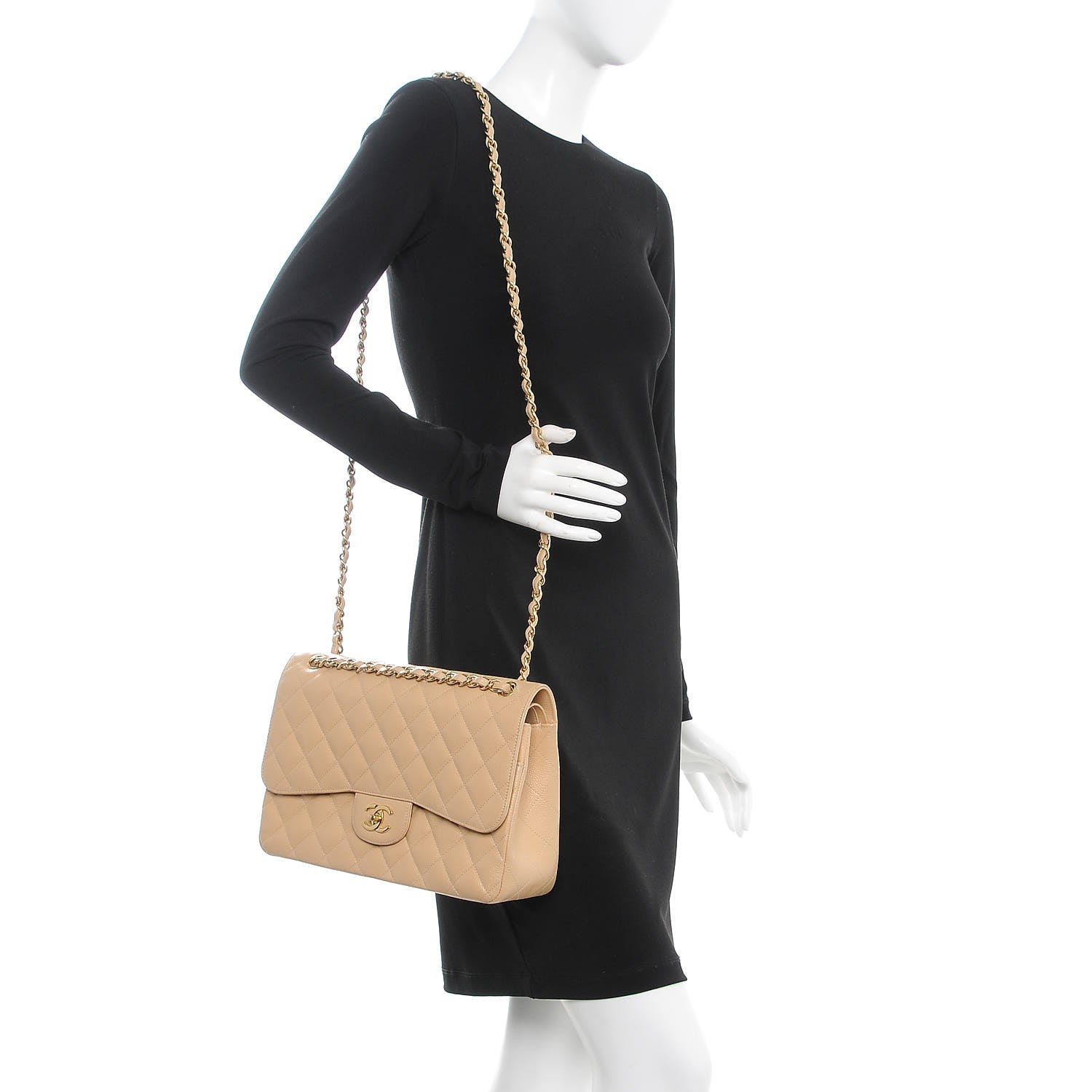 Chanel Caviar Quilted Jumbo Double Flap Beige Clair 2 of 7
