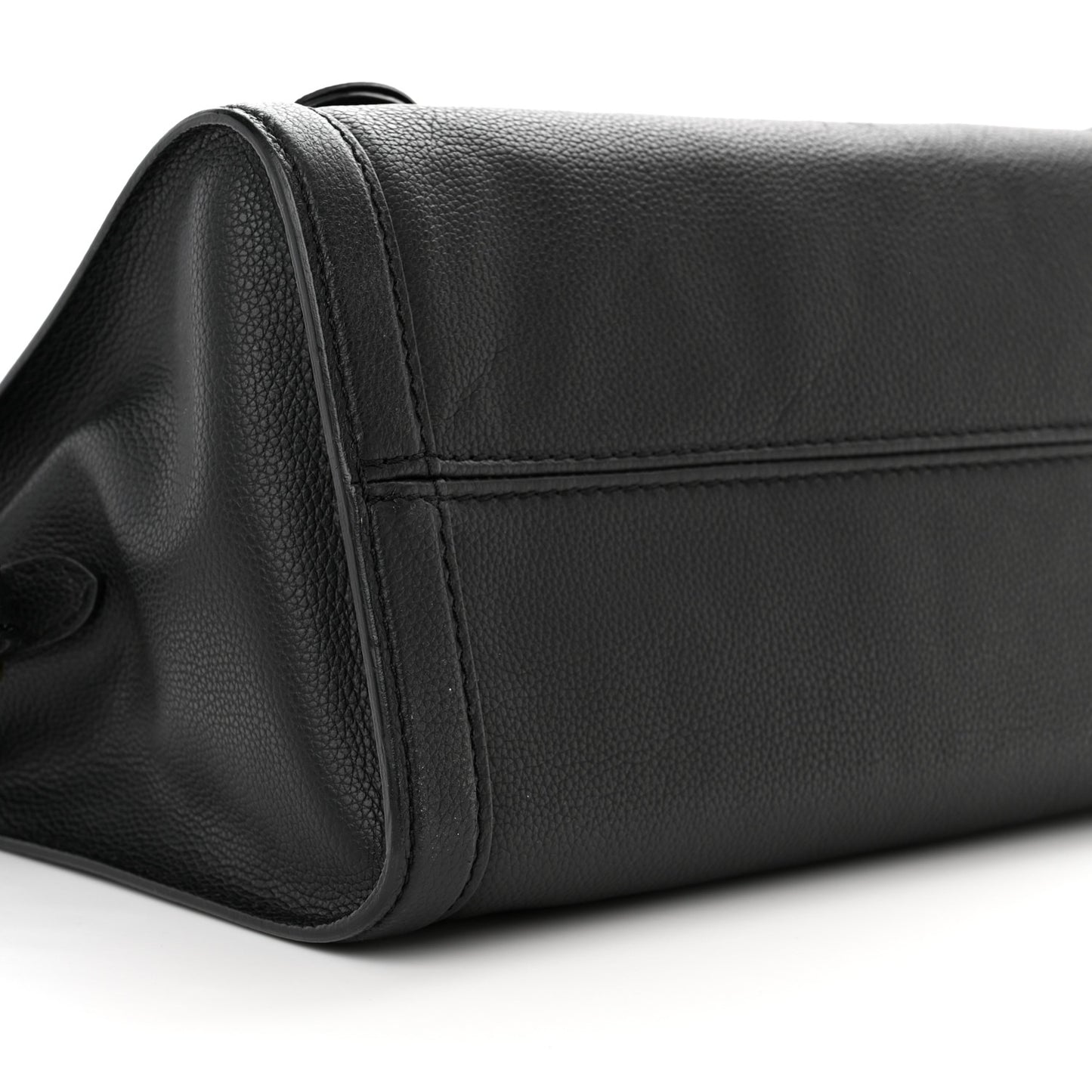 Pebbled Calfskin Small Skull Padlock Zip Around Tote Black