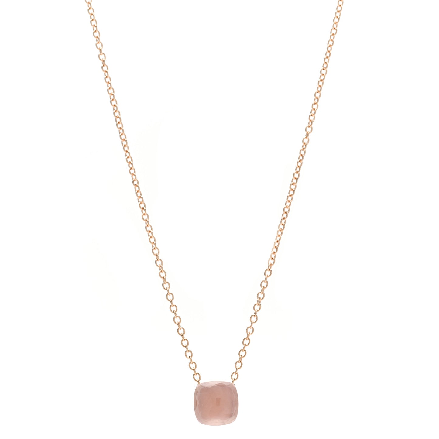 18K Rose Gold Rose Quartz Nudo Classic Pendant Necklace