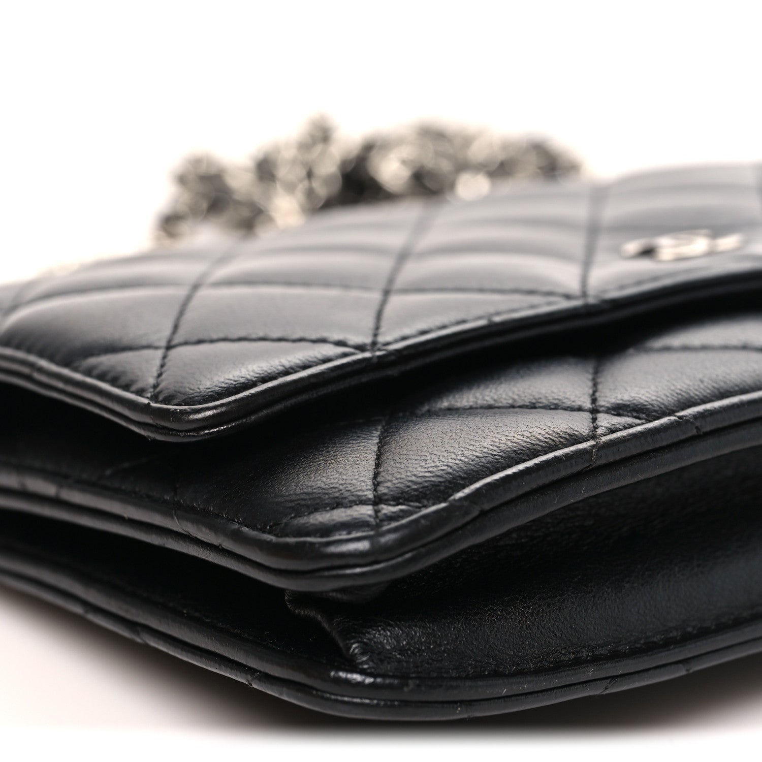 Chanel Lambskin Quilted Wallet On Chain WOC Black 10 of 12