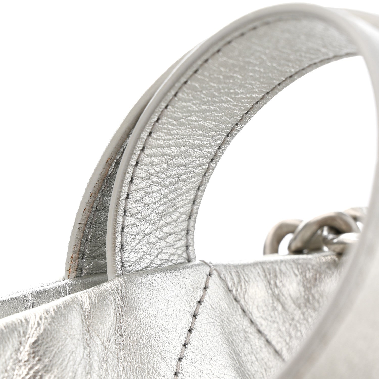 Chanel Metallic Calfskin Stitched CC Club Monaco Tote Silver 11 of 12