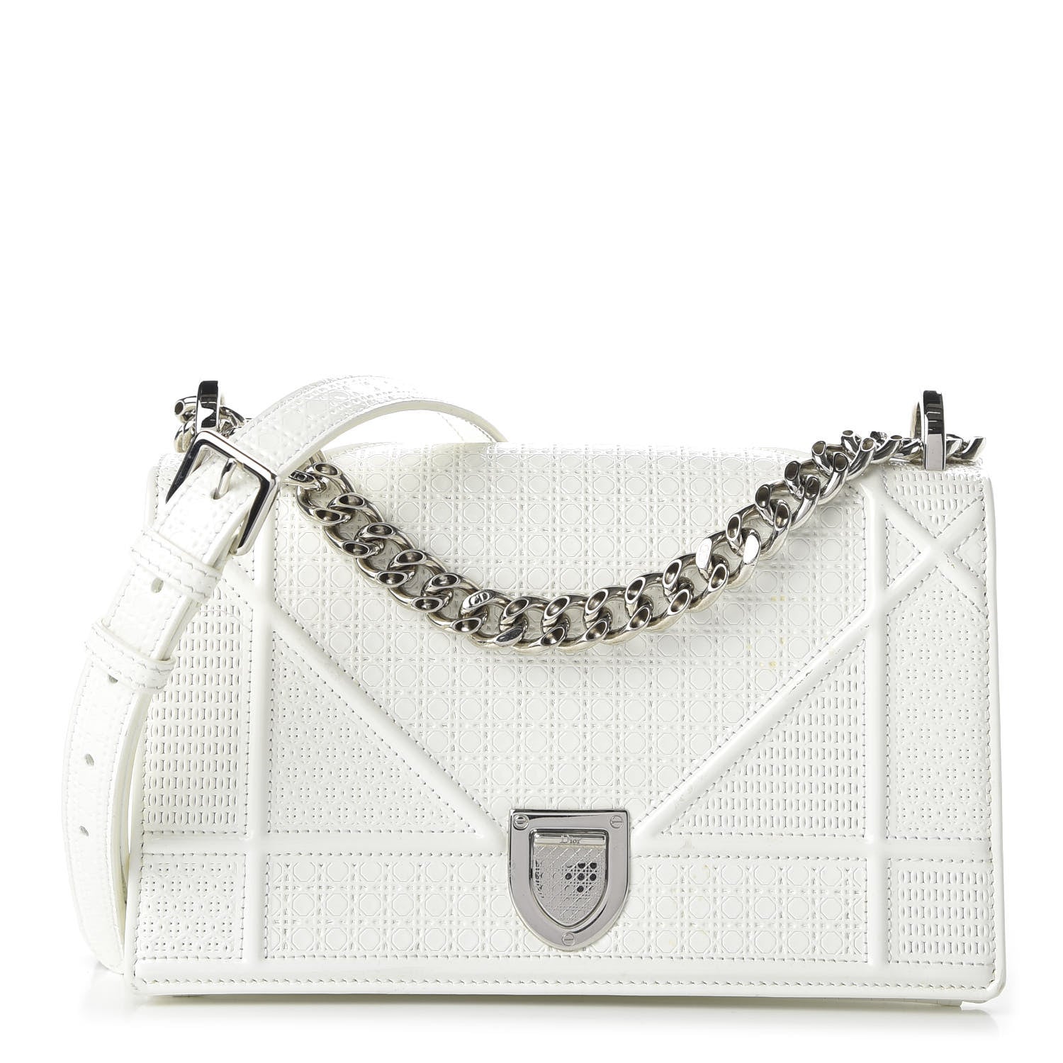 Christian Dior Patent Micro-Cannage Small Diorama Flap Bag White 1 of 9