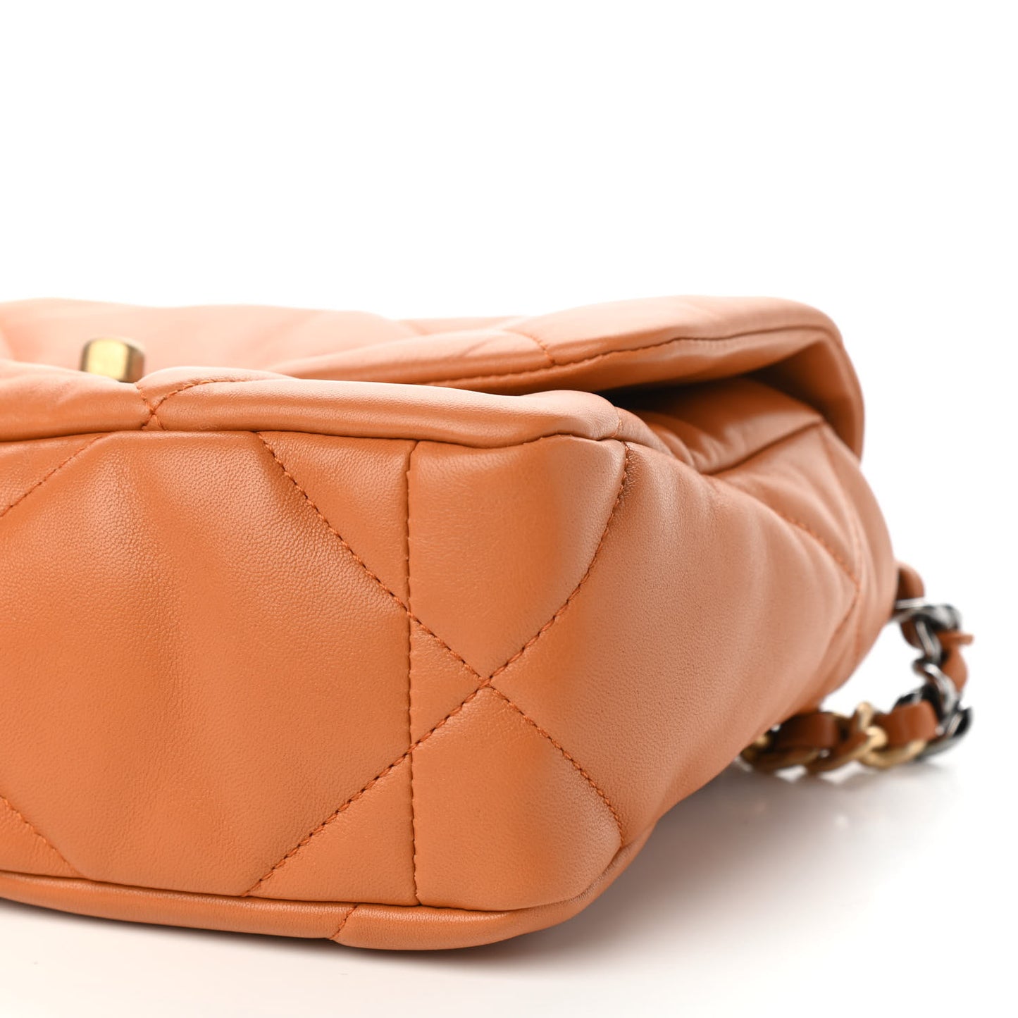 Lambskin Quilted Medium Chanel 19 Flap Light Brown