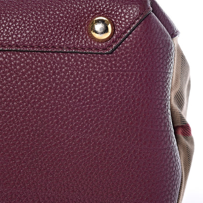 Burberry Grainy Calfskin House Check Medium Banner Tote Elderberry 16 of 16