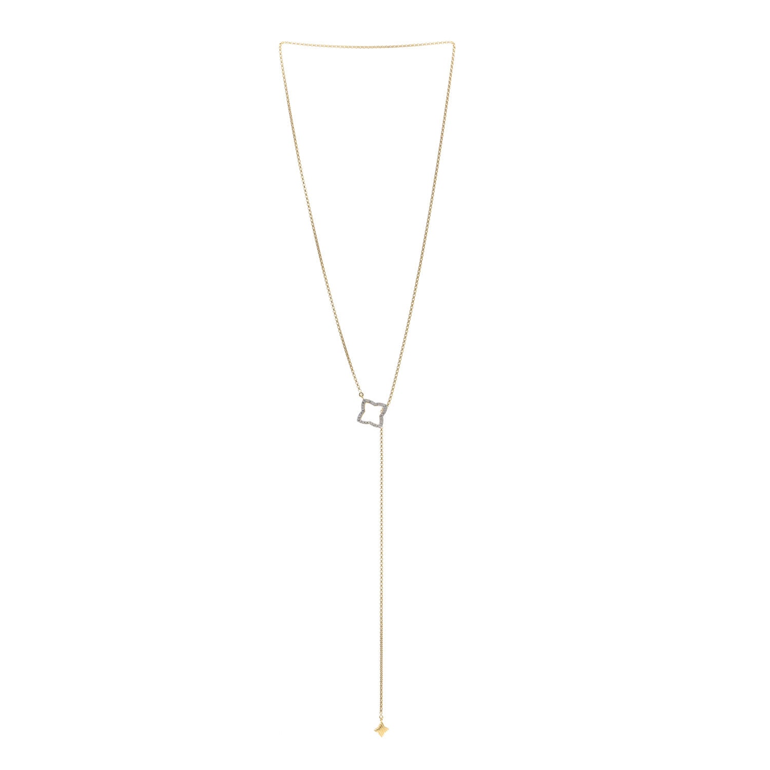 David Yurman 18K Yellow Gold Diamond Quatrefoil Lariat Necklace 3 of 4
