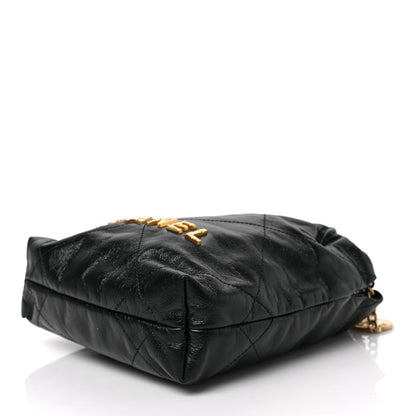 Chanel Shiny Crumpled Calfskin Quilted Pearl Mini Chanel 22 Black 9 of 9