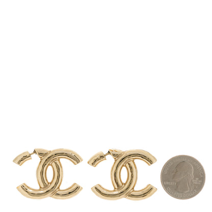 Chanel Metal Large CC Earrings Light Gold 2 of 5