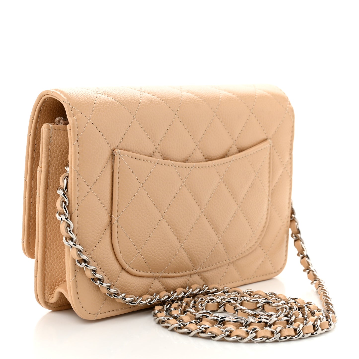 Caviar Quilted Wallet On Chain WOC Beige