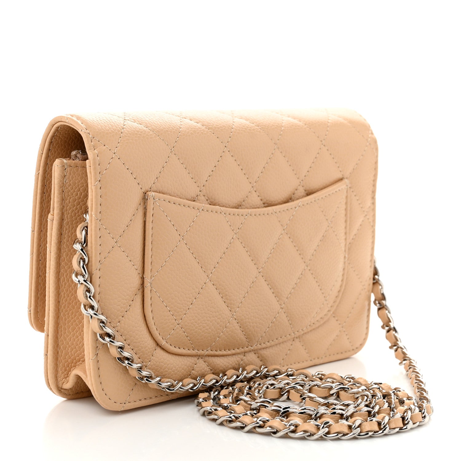 Chanel Caviar Quilted Wallet On Chain WOC Beige 3 of 12