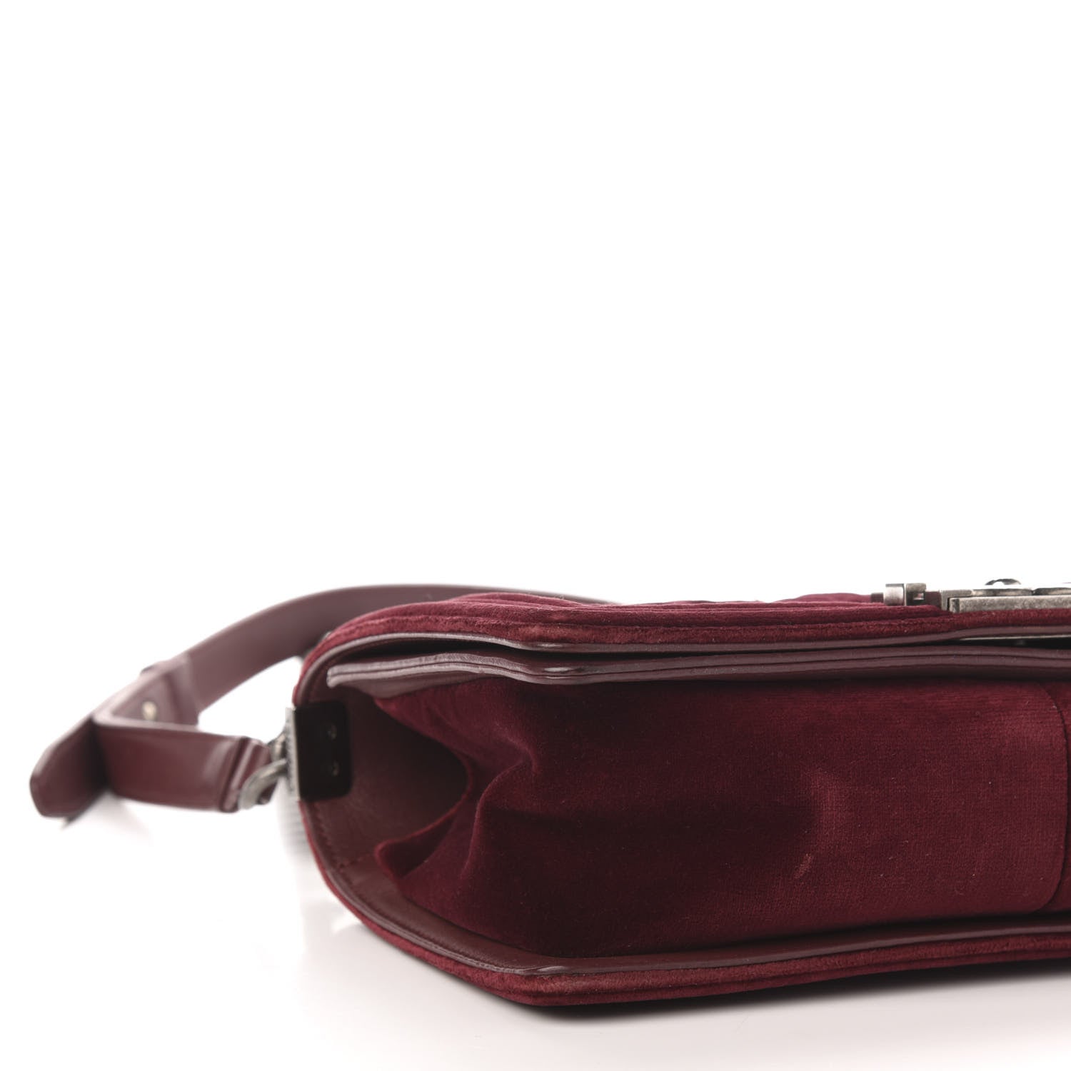 Chanel Velvet Tweed Quilted Medium Boy Flap Burgundy 10 of 14