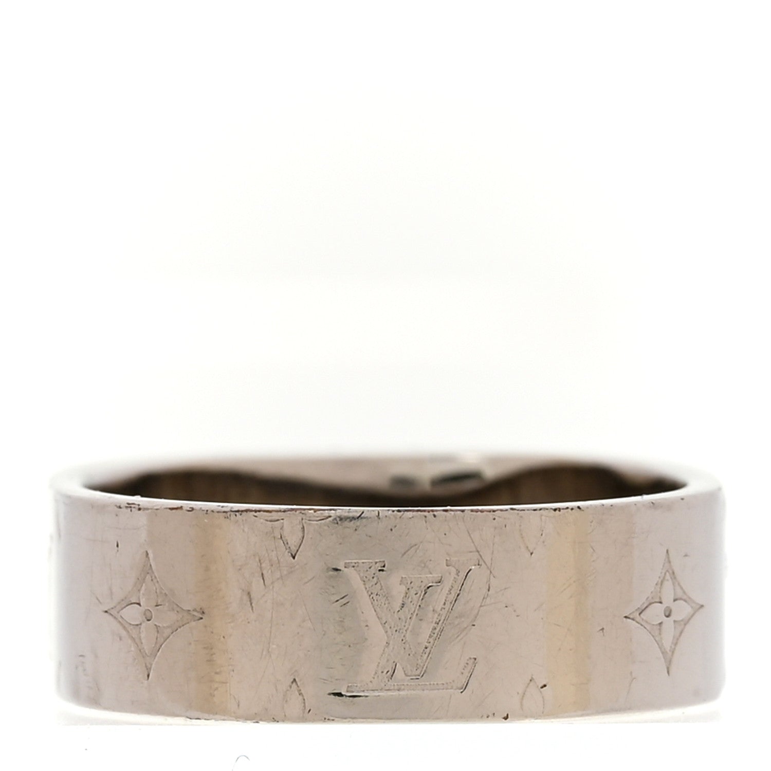 Louis Vuitton Brass Monogram Engraved Nanogram Ring S Palladium 3 of 5