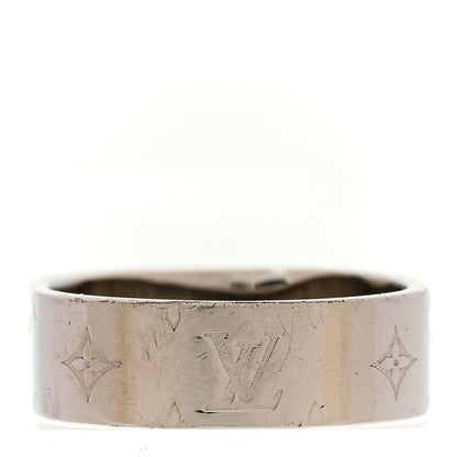 Louis Vuitton Brass Monogram Engraved Nanogram Ring S Palladium 3 of 5