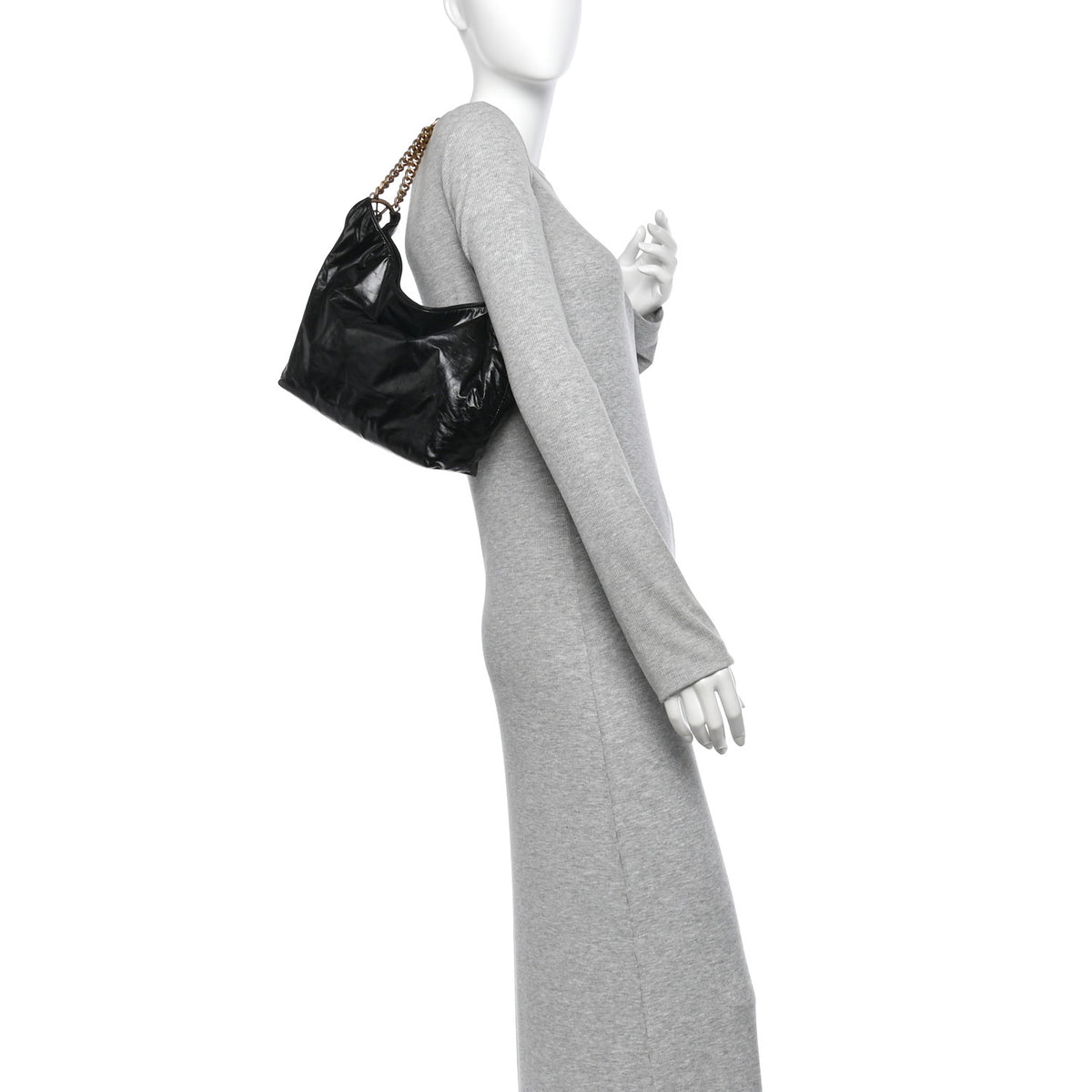 Saint Laurent Crinkled Calfskin Cassandre Hobo Black 2 of 9
