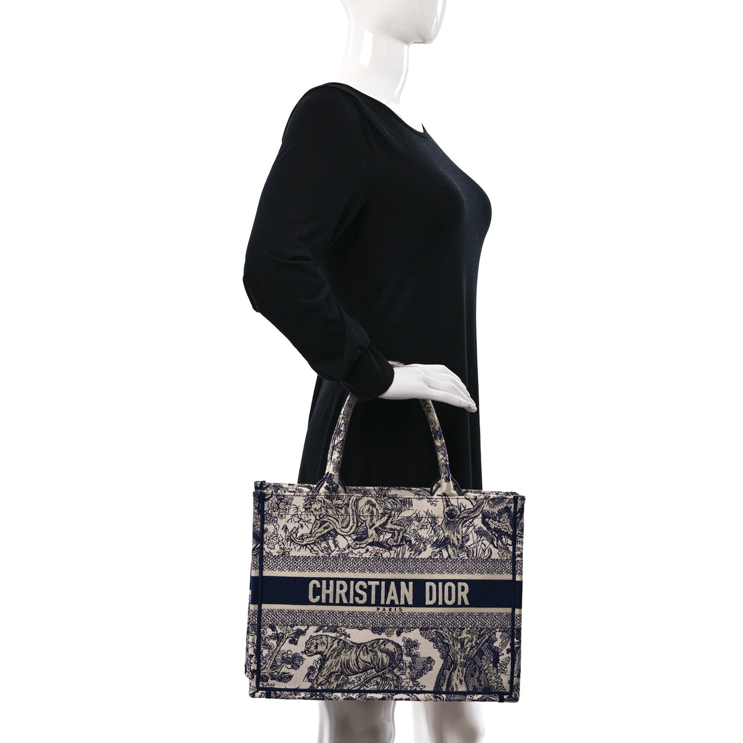 Canvas Embroidered Medium Dioriviera Toile De Jouy Book Tote Blue