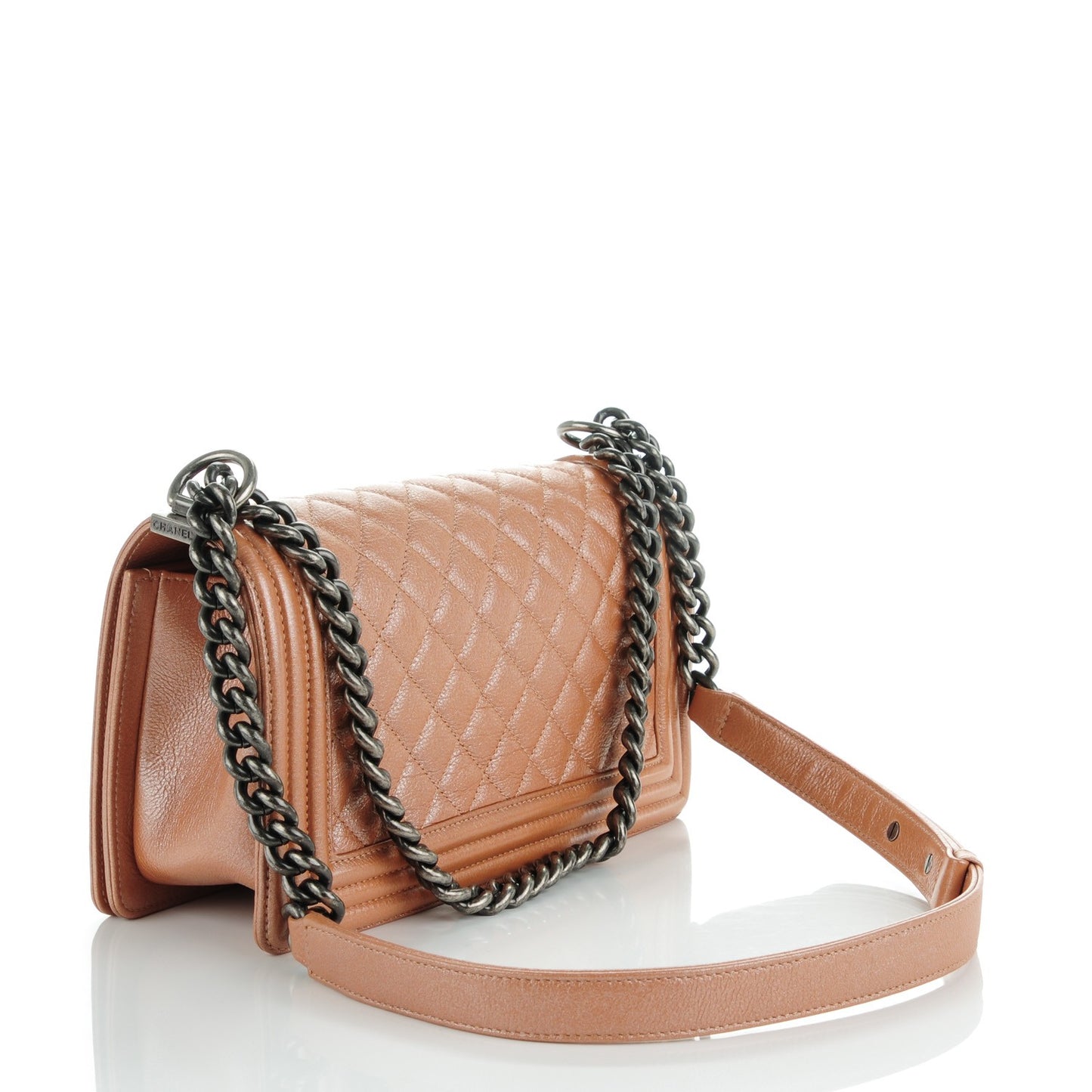 Iridescent Goatskin Quilted Medium Boy Flap Copper