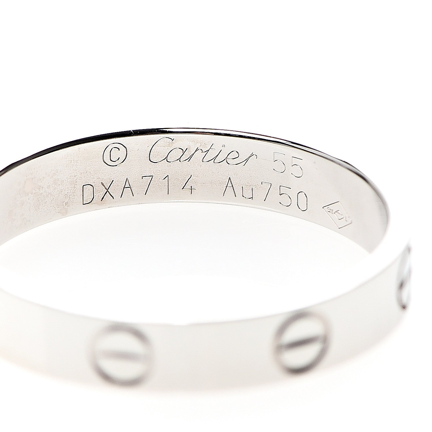 Cartier 18K White Gold 3.5mm LOVE Wedding Band Ring 55 7.25 3 of 4