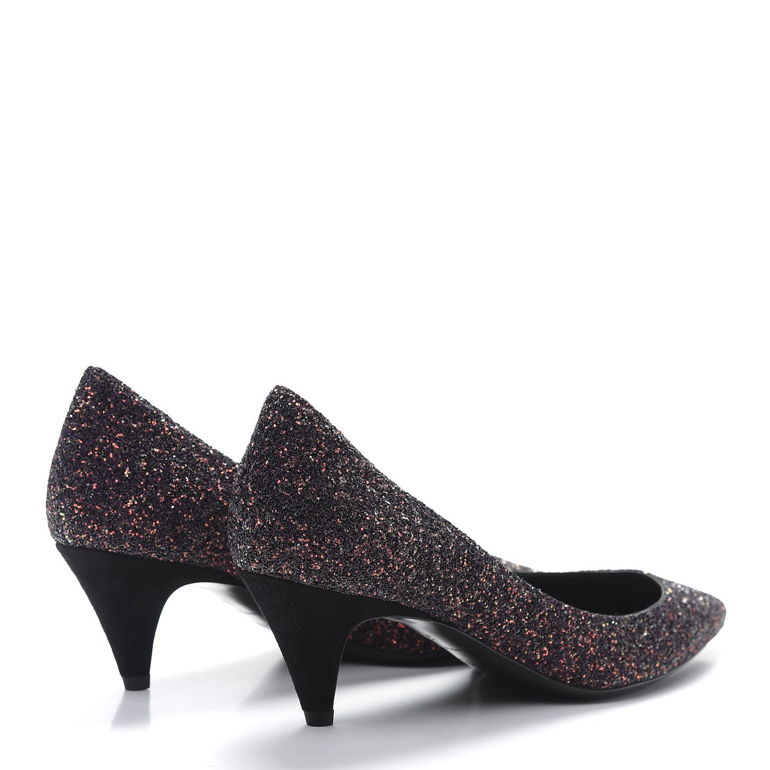 Saint Laurent Charlotte Glitter Point-toe Kitten-Heel Pumps 37 Purple 4 of 9