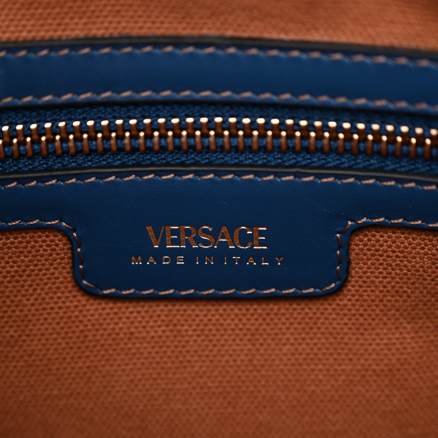 Versace Denim Calfskin La Medusa Small Tote Bag Blue 6 of 10