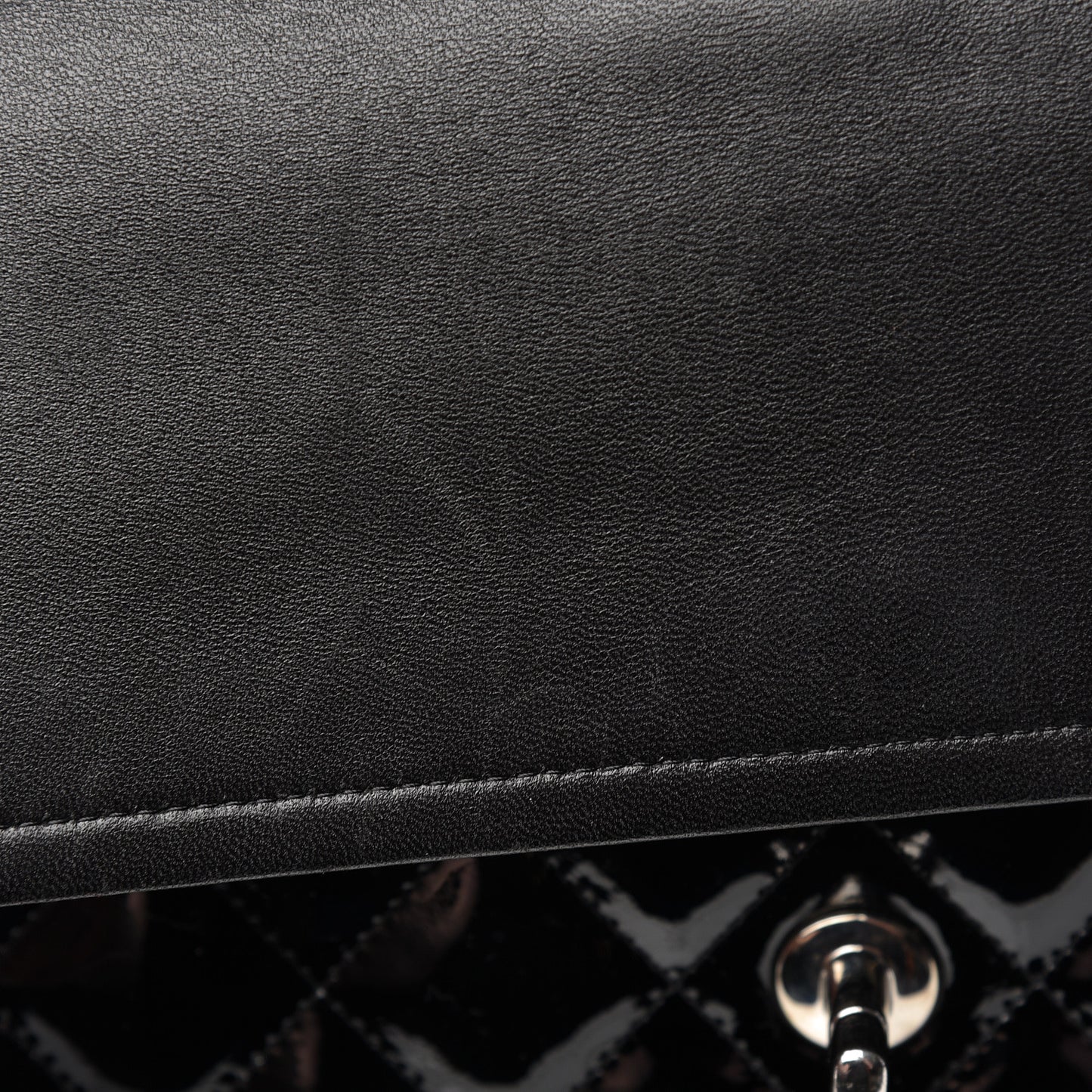 Patent Quilted Jumbo Double Flap Black