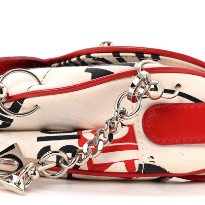 Christian Dior Canvas Hardcore Pierced Saddle Bag White Red Black 9 of 14