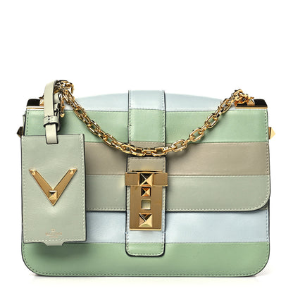 Valentino Garavani Nappa Striped B-Rockstud Flap Green 1 of 10